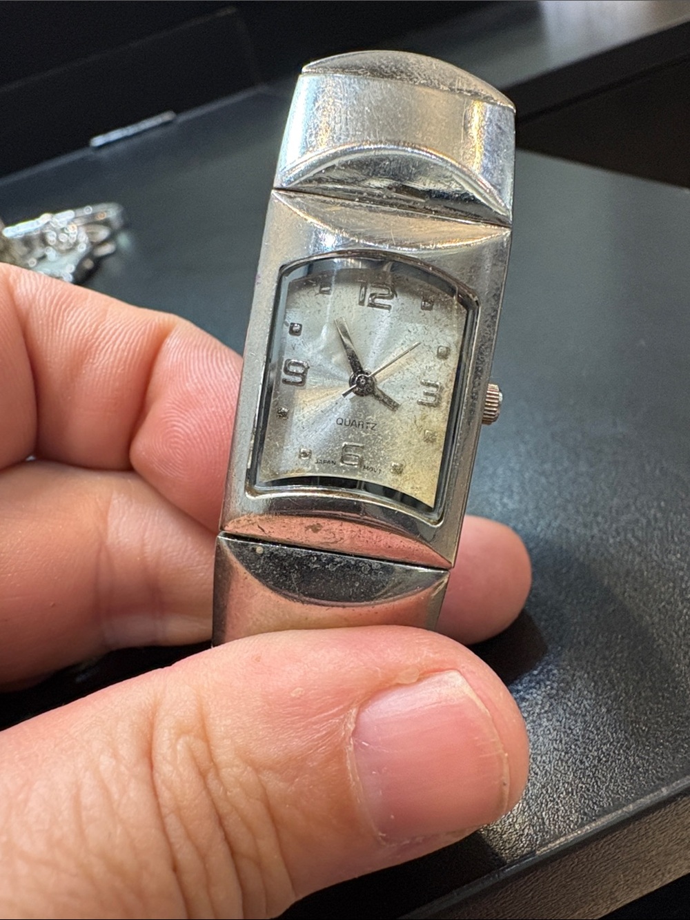 Silver Toned Rectangular Quartz Bracelet Watch
